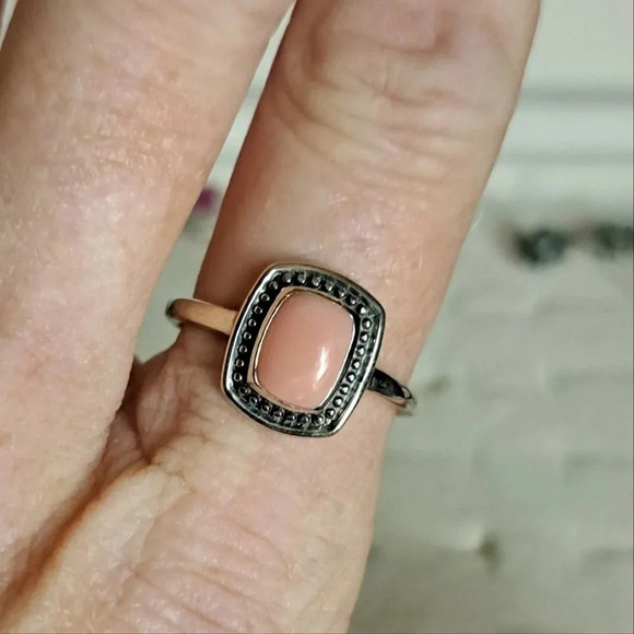 Oregon Peach Opal Solitaire Ring In 925 Sterling Silver - Picture 2 of 7